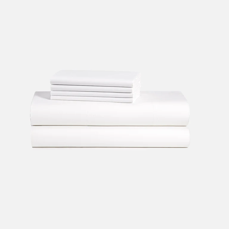 Silver Infused Organic Cotton Sateen Sheet Set Queen / White